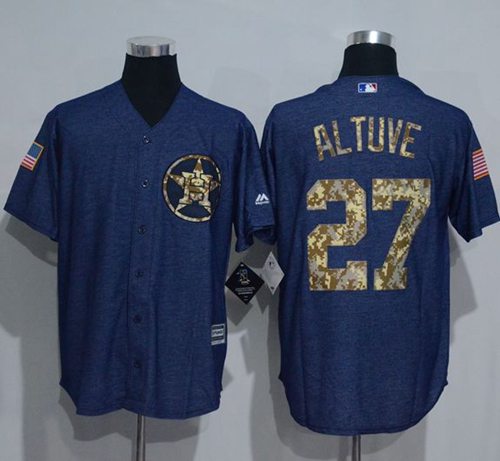 Astros #27 Jose Altuve Denim Blue Salute to Service Stitched MLB Jersey - Click Image to Close